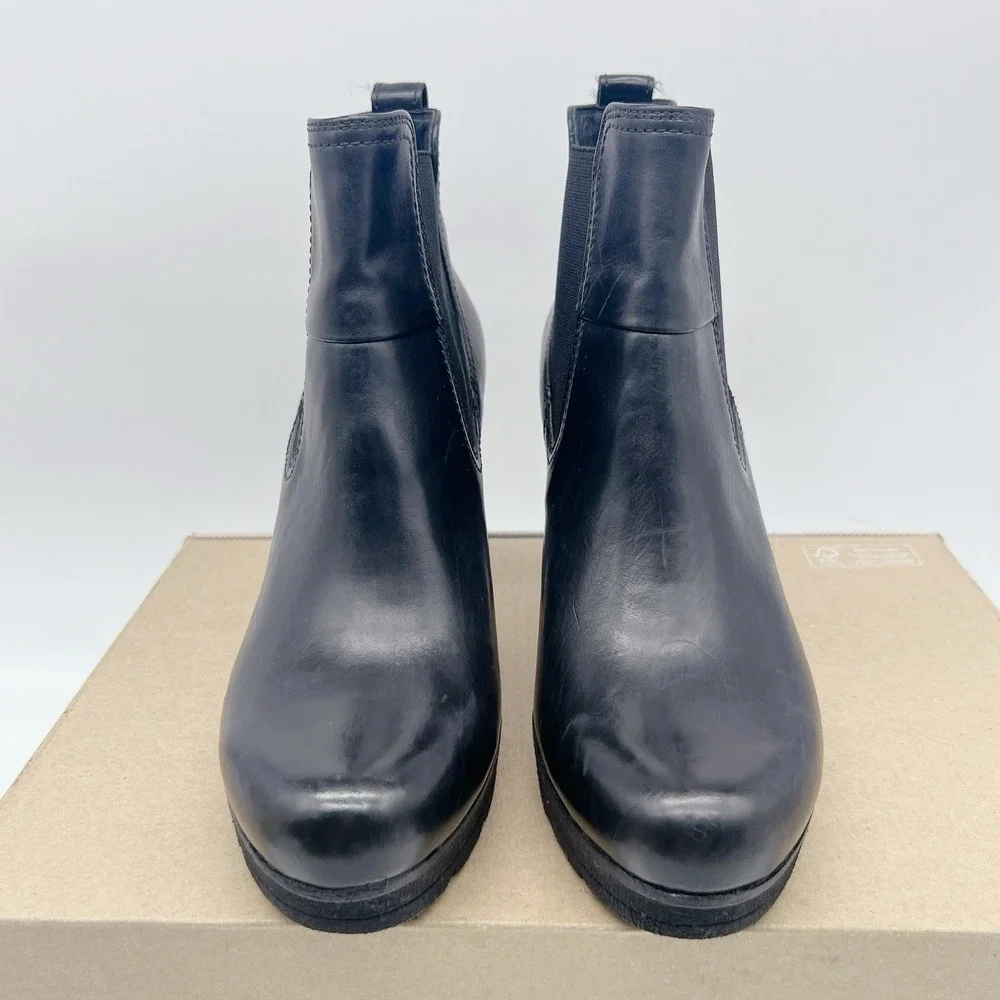 Paul Green Dallas Chelsea Bootie Boots Platform Heel Black Leather UK 5.5 US 8